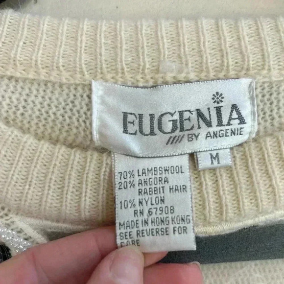 Eugenia MED Vintage Cottagecore Oldmoney 90’s embellished wool angora sweater - Picture 5 of 7